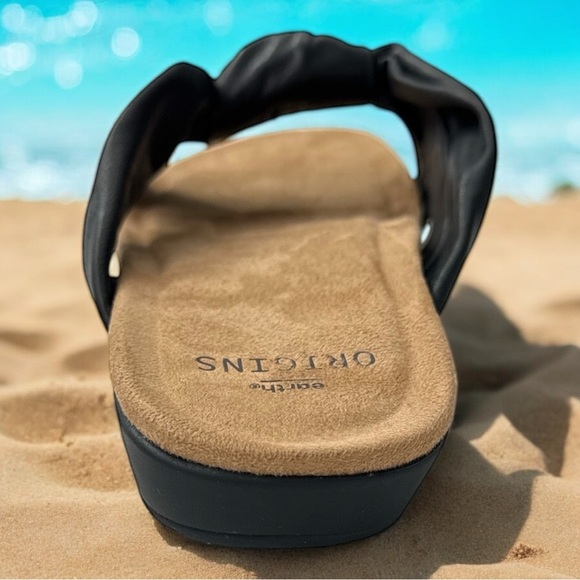 NIB Earth Origins Billi Black Leather Slide Sandals - Size 10W - Picture 7 of 13